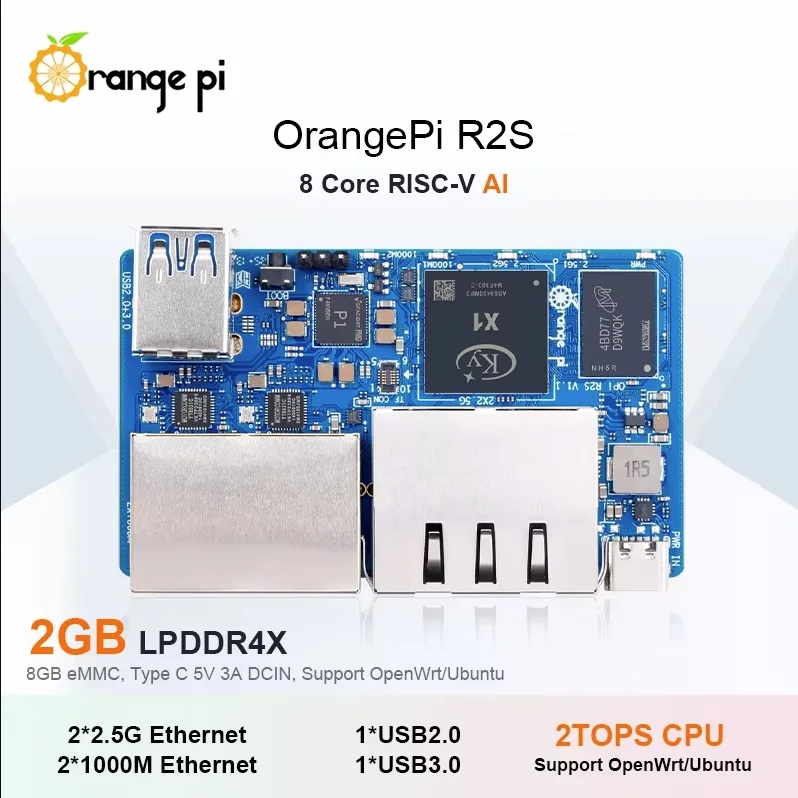 Orange Pi R2S – Mini PC Router RISC-V Đa Năng - 2GB